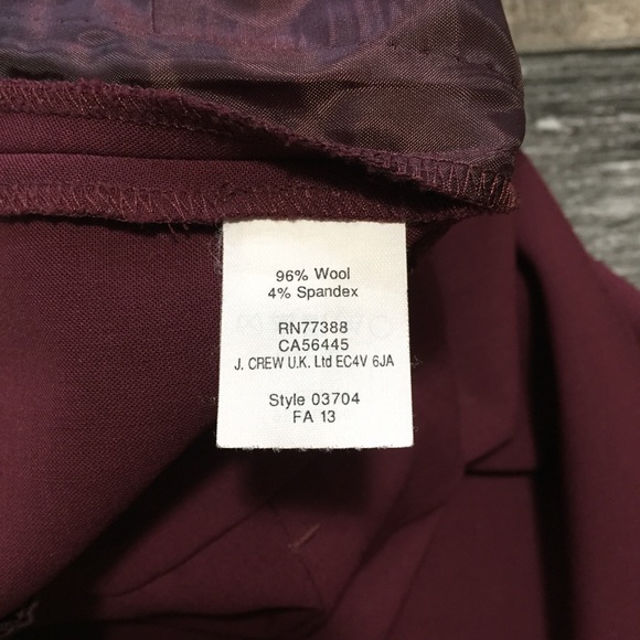 J crew tollegno 1900 Italy dress pants crop women’s 4 (Inseam 24.5) burgundy - Picture 9 of 11